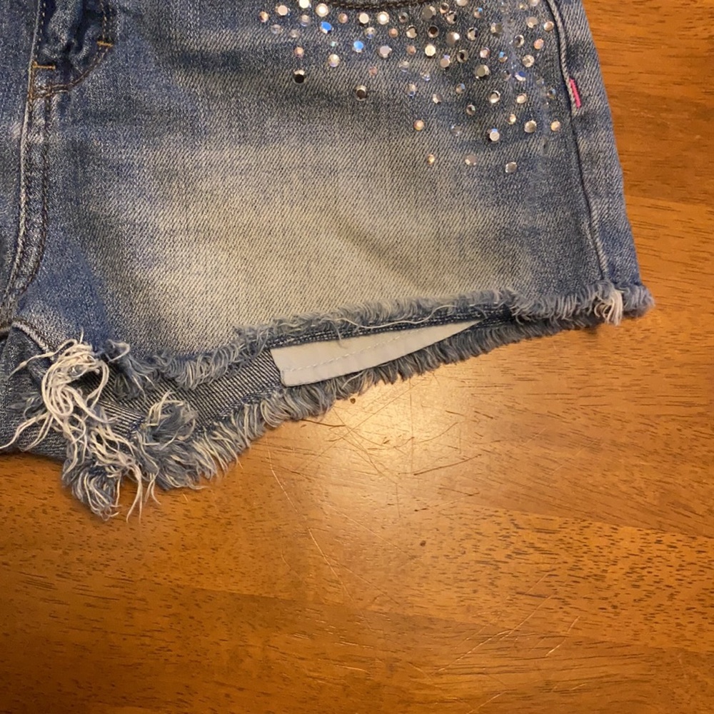 PINK Victoria’s Secret | Raw Hem Rhinestone Shorts 4 EUC Jean - Picture 3 of 12